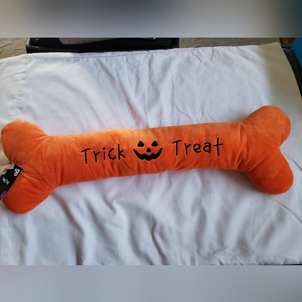3 For $9- Orange Halloween Trick or Treat Plush Bone